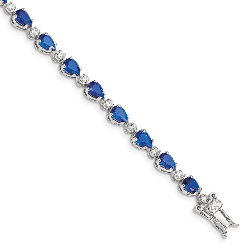 Kazi Luxury Sterling Silver Rhodium-plated Blue and Clear CZ Bracelet